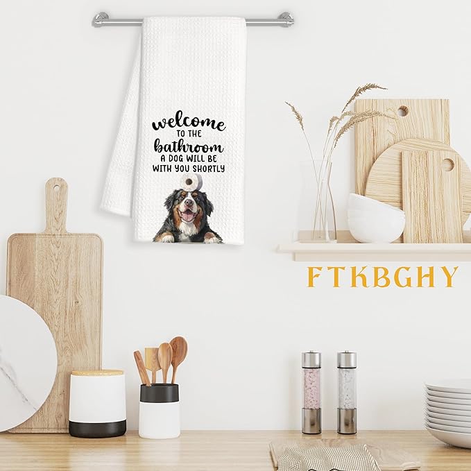 Funny Bernese Mountain Dog Hand Towels for Bathroom Decor, Bernese Mountain Dog Gifts, Dogs Lover Gifts Decorative Hand Towels for Bathroom Restroom Room, 16x24 Inch