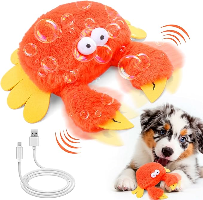 Mity rain Interactive Dog Toys, Crab Dog Toy That Wiggle Pinchers, Dog Toys to Keep Them Busy, Touch Activated for Small/Medium/Large Puppy Enrichment, Rechargeable Pet Toy Plush, Squeaky Dog Toy