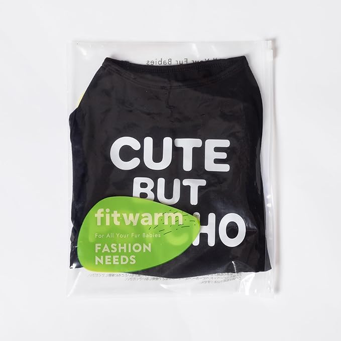 Fitwarm Cute But Psycho Dog Shirt, Summer Clothes for Small Dogs Boy Girl, Funny Pet Outfit, Black, White, Large