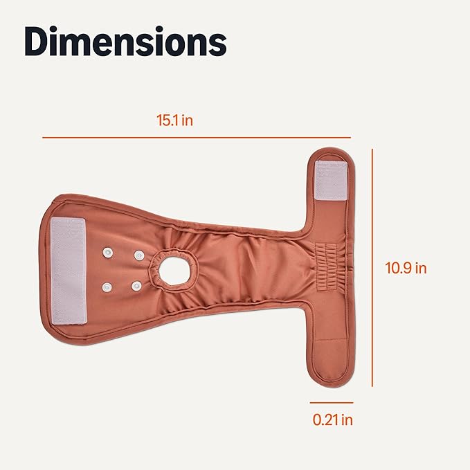 Amazon Basics Washable Dog Diapers, Highly Absorbent, Female, S Size, 3 Pack, 15.1“ x 10.9” x 0.21“, Colors- Cinnamon, Peach, Pale Olive