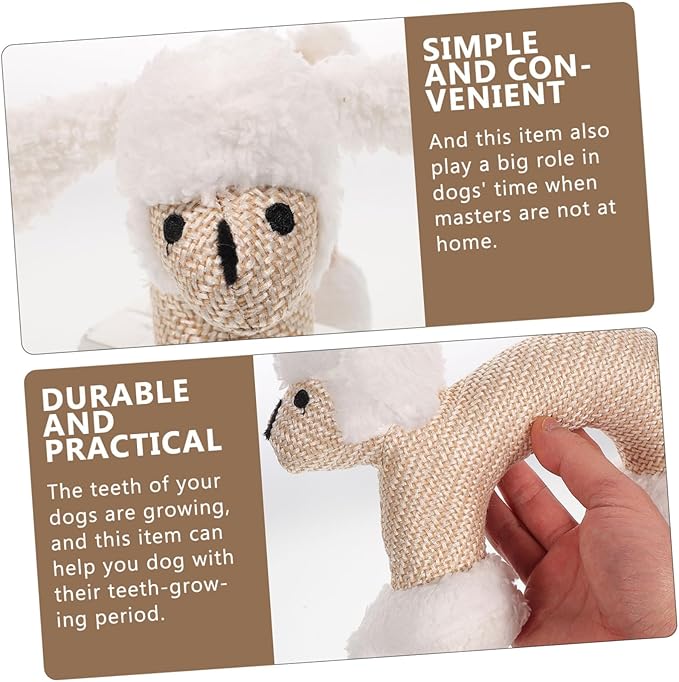 SUPVOX 1pc Plush Pet Toy Squeakers and Chew Toy for Dogs and Puppies for Teething and Boredom Relief Beige Poodle