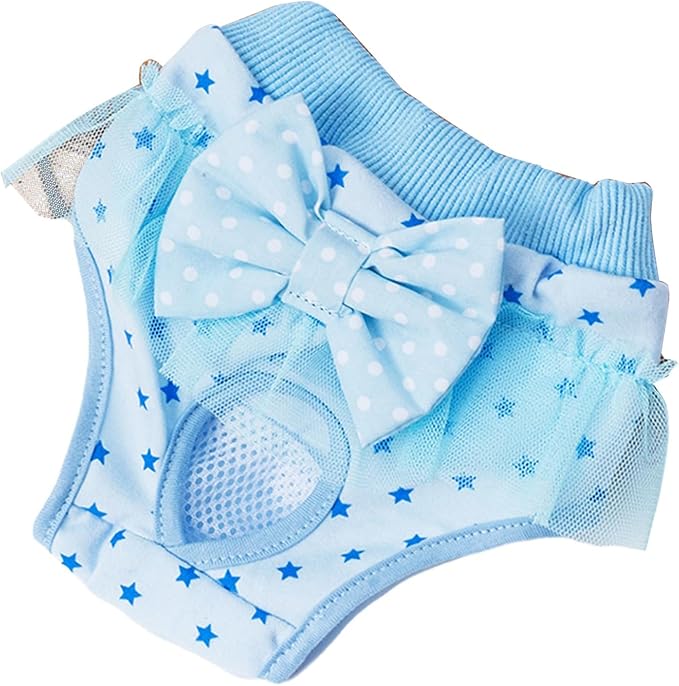 Dog Diapers Female in Heat Reusable Washable Pet Sanitary Panties Absorbent Leak-Proof Design with Tail Hole Sky Blue Large