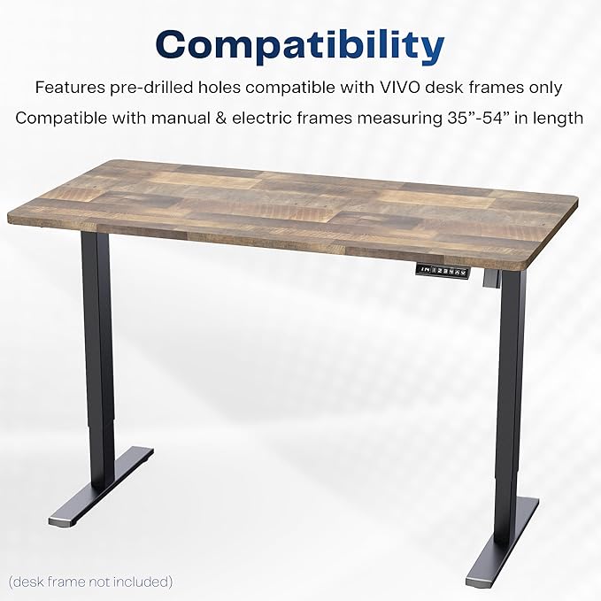 VIVO Universal 55 x 28 inch Solid One-Piece Table Top for Standard and Sit to Stand Height Adjustable Home and Office Desk Frames, Reclaimed Wood, DESK-TOP55-28P