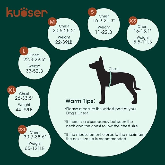 Kuoser Dog Life Jacket, High Flotation Dog Life Vest for Swimming Boating, Adjustable Ripstop Pet Lifesaver for Small Medium and Large Dogs, Reflective Safety Puppy Swimming Vest with Rescue Handle