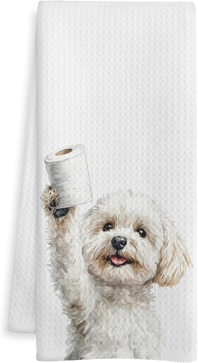 Funny Bichon Frise Gifts Bathroom Hand Towels, Bichon Frise Dog Lovers Gifts Decorative Hand Towels for Kids Guest Bathroom Washroom Half Bath, 16X24 Inch