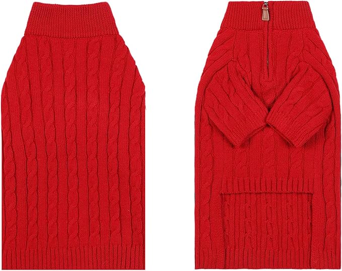 Small/Medium Dog Sweater, Warm Dog Winter Coat w/Sleeves, Comfortable High Neck Premium Dog Clothes for Labrador-Best for Holidays, Daily Walks XL Red
