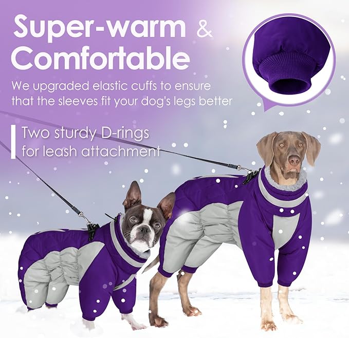 AOFITEE Small Dog Coat Warm Dog Jacket Winter, Windproof Dogs Winter Coat with Harness Built in, Reflective Turtleneck Dogs Puffer Jacket Snowsuit, Full Body Fleece Coats for Small Medium Large Pet