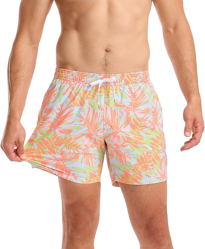 Tipsy Elves Men's Stretch Swim Trunks 7 Inch Inseam 4-Way Stretch with Mesh Liner - Quick-Dry Funny Swimwear Bathing Suit