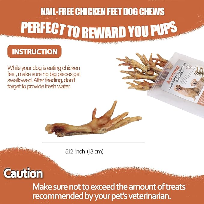 Dehydrated Chicken Feet Dog Chews - High Protein All Natural Single Ingredient Dog Treats Nail-Free No Additives Healthy Dog Snacks