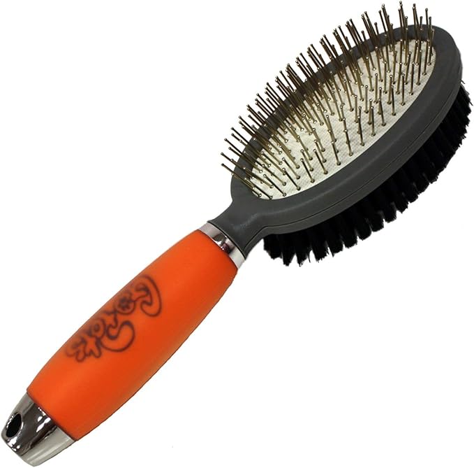 GoPets Pet Grooming Kit Bundle With 2 Sided Pin and Bristle Comb + Professional Self-Cleaning Slicker Brush for Dogs and Cats
