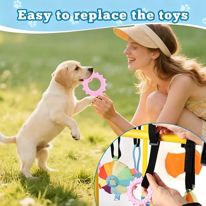 Puppy Game Gym Puppy Toothing Toy, Equipped with 8 Hanging Small Puppy Toys, Jungle Playground has Interactive and Interesting Rich Toys, Combining Grinding Teeth and Mental Stimulation