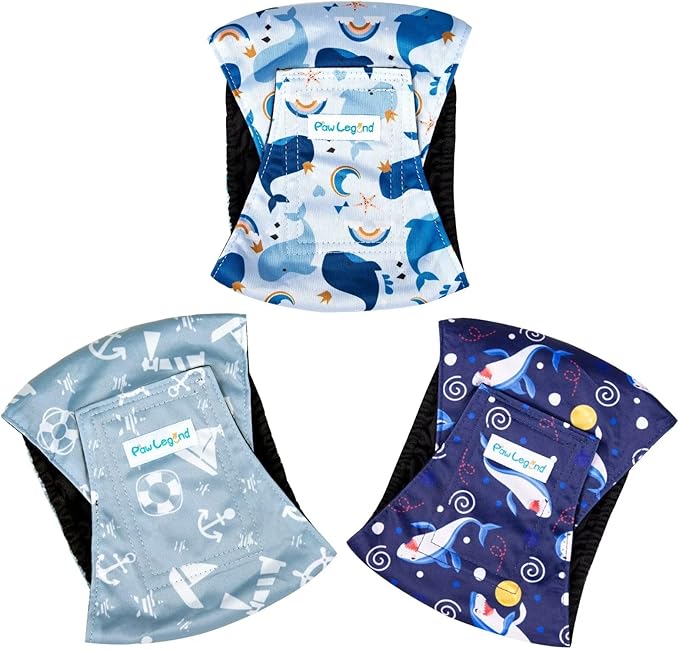 Paw Legend Washable Dogs Diapers Male Dog Belly Bands for Male Dogs Diapers Reusable Puppy & Doggie Diapers Male (3 Pack, XX-Large)