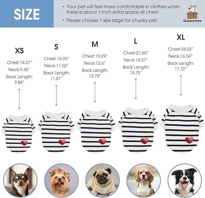 Queenmore Medium Dog Shirt,Soft Breathable Dog Shirt for Dogs Cats Boy Girl,Pet Clothes for All Season,Breathable Lightweight Pet Tshirt for Frenchie, Dachshund, Yorkie