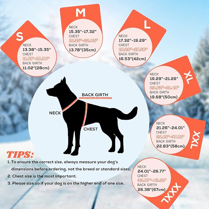 EMUST Dog Coat for Winter, Cozy Winter Jackets for Small/Medium/Large Dogs, Solid Color Dog Apparel for Cold Weather with Fleece Lining, Orange, XXXL
