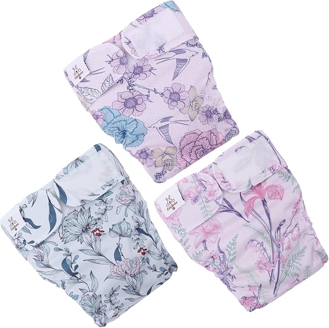 CuteBone Washable Dog Diapers Female No Tail Hole 3 Pack Reusable Doggie Period Training Pants for Docked-Tail Frenchie French Bulldog Boston Terrier Without Tail WWD16L