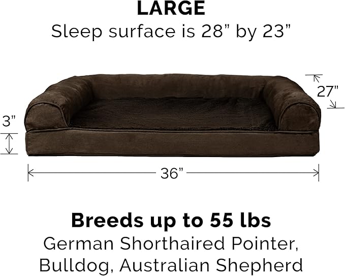 Furhaven Replacement Dog Bed Cover Plush & Suede Sofa-Style, Machine Washable - Espresso, Large