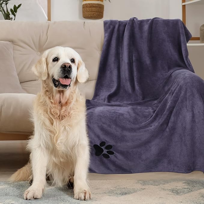 71 x 31.5'' Extra Large Dog Towels for Drying Dogs Large Absorbent Soft Microfiber Pet Grooming Towel Bath Towel, Grey