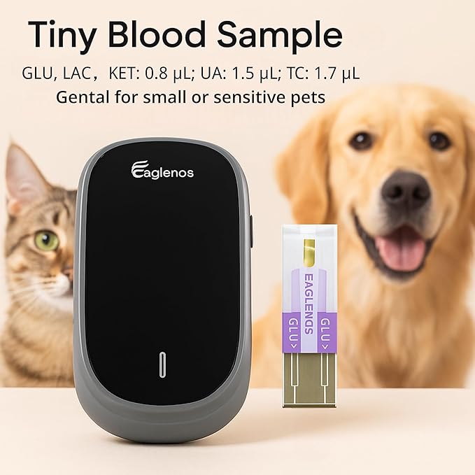 5-in-1 Pet Wellness Monitor with 4×25 Test Strips – Multi-Function Meter for Cats & Dogs | Tracks Glucose, Uric Acid, B-Ketone, Lactate & Cholesterol | Veterinary Use Only
