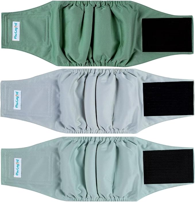 Paw Legend Washable Dogs Diapers Male Dog Belly Bands for Male Dogs Diapers Reusable Puppy & Doggie Diapers Male (3 Pack, Large)