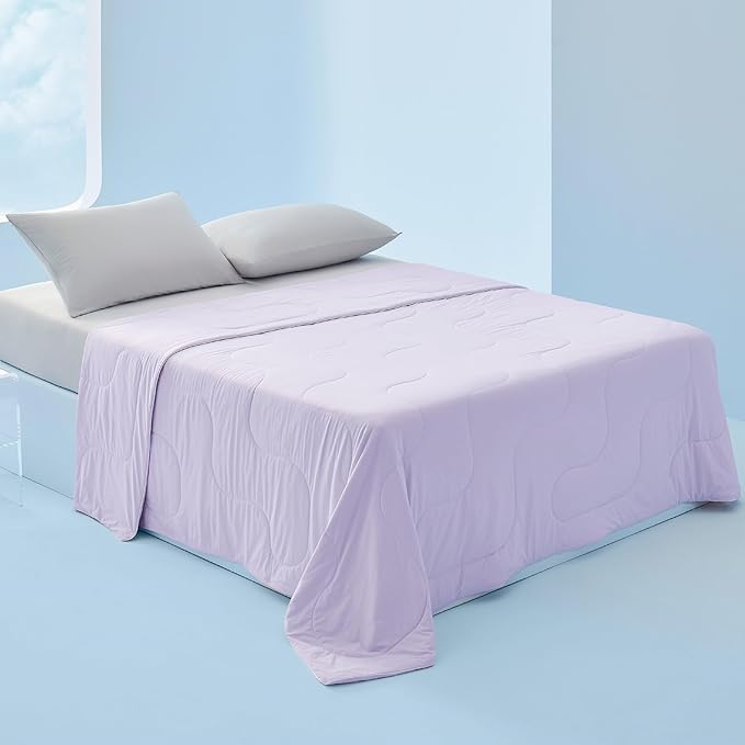 Bedsure Cooling Blankets for Hot Sleepers - Cooling Comforter, Cold Summer Blanket King Size for Bed, Ice Breathable and Lightweight Gift for Night Sweats, Lavender, 104x90 Inches