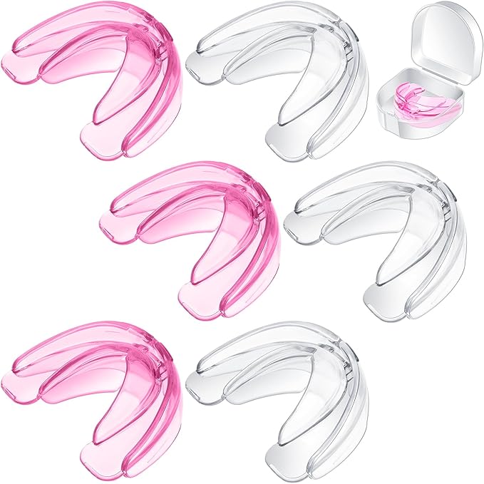 TOODOO 6 Pieces Braces Mouth Guard Kids Sports Mouth Guard for Kids Double Football Youth Mouthguards for Boxing Football Hockey Karate Basketball (Transparent, Pink)