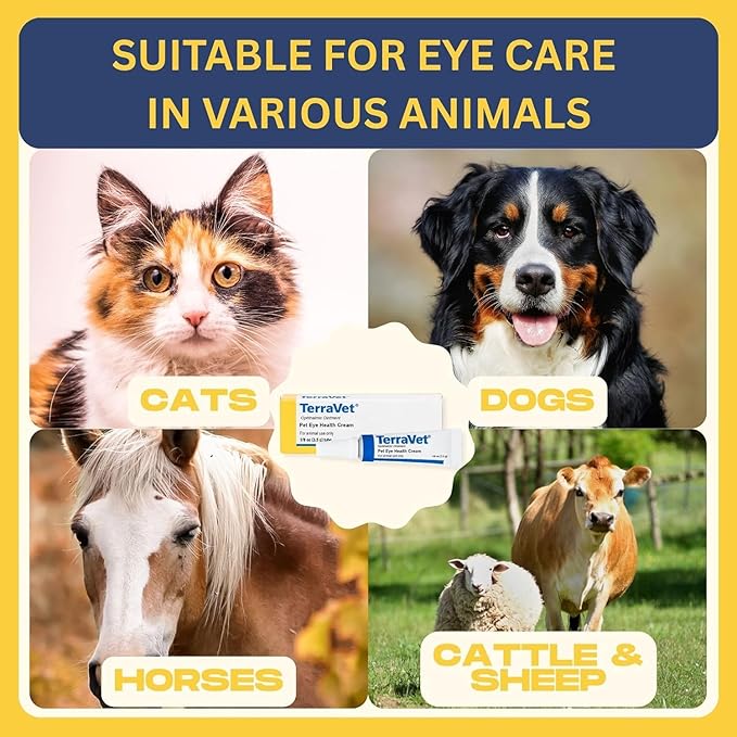 Pet Eye Care Cream for Cats, Dogs, Horses & Birds - Soothes Red/Watery Eyes, Lubricates & Cleans Discharge - Grooming Cream for Daily Cleaning – 1/8 oz (3.5 g)