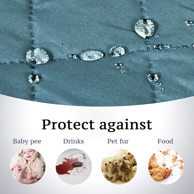 H.VERSAILTEX Reversible Sofa Cover Couch Cover for 3 Cushion Couch Water Resistant Furniture Protector for Pets Durable Large Cushion Protector with Elastic Strap(Oversized Sofa, Cameo Blue/Beige)