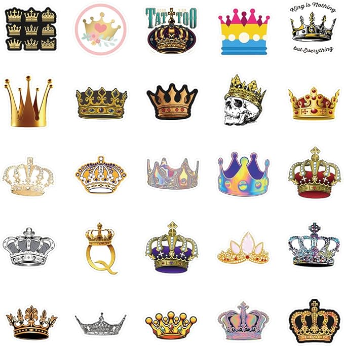 Imperial Crown Stickers 51Pcs Cartoon Gold Right Shine Pack | Cool Colorful Deacls Graffiti for Water Bottle Skateboard Luggage Laptop Computer Phone…