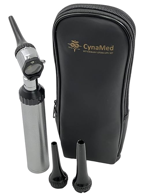 ArtLaB-Premium Veterinary Otoscope Set Kit Veterinary Diagnostic Set Instrument with Reusable Ear Speculas Set -Veterinary Diagnostic Otoscope Set and Hartman Speculum (Vet Pouch Otoscope)