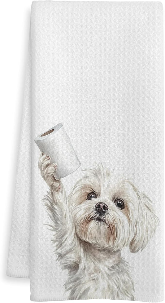Funny Maltese Gifts Bathroom Hand Towels, Maltese Dog Lovers Gifts Decorative Hand Towels for Kids Guest Bathroom Washroom Half Bath, 16X24 Inch