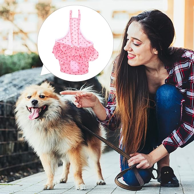 Dog Menstruation Underpant Soft Diaper Panties for Female Dogs Pink Design Super Absorbent Prevents Stains and Unwanted Mating During Heat