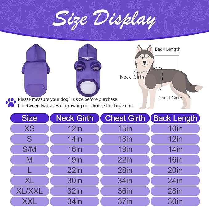 KOOLTAIL Dog Hoodie for Large Medium Small Dogs,Soft and Warm Pet Sweater with Leash Hole and Pocket Boy Girl,Puppy Fall Winter Jacket Clothes,French Pitbull Cold Weather Coat Sweatshirt,Purple XL