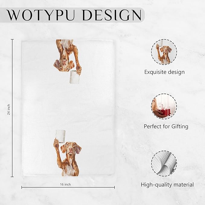 Funny Vizsla Gifts Bathroom Hand Towels, Vizsla Dog Lovers Gifts Decorative Hand Towels for Kids Guest Bathroom Washroom Half Bath, 16X24 Inch