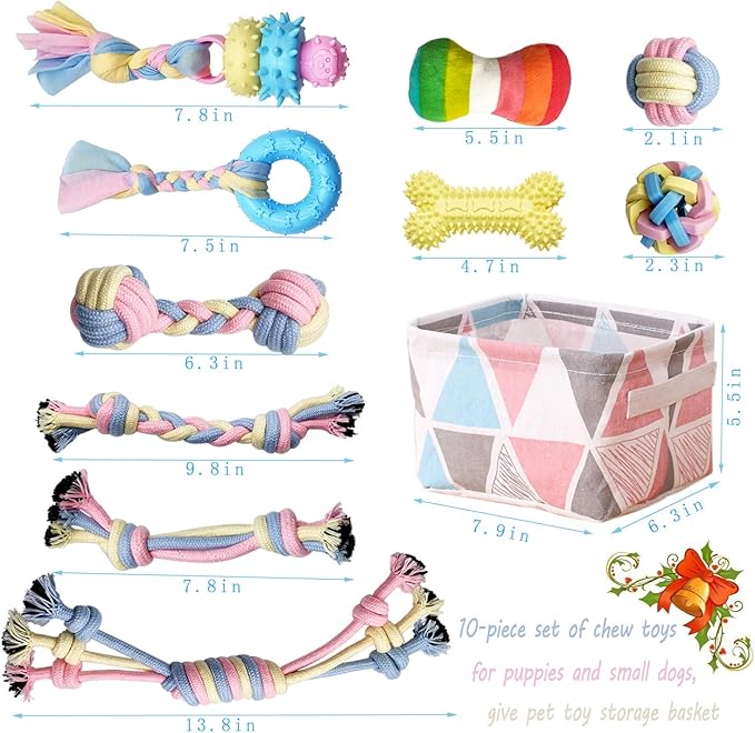 Puppy Chew Toys - Interactive Teething Dog Rope Toy & Balls for Small Dogs