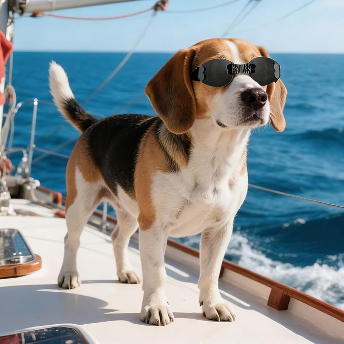 Namsan Dog Goggles Medium Breed, UV Protection, Adjustable Nose Bridge, Anti-Fog Dog Sunglasses for Small to Medium Dogs, Outdoor Doggie Eye Protection, Windproof Dustproof, Black