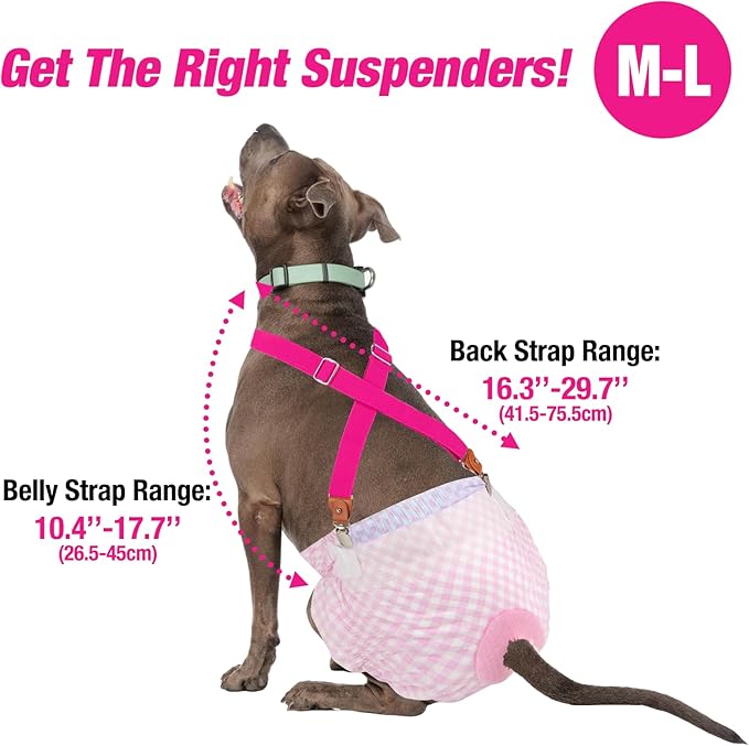 Pet Soft Dog Suspenders 2 Pieces Female Dog Diaper Suspenders for Dogs Diaper Keeper Suspender for Dogs Skirt, Doggy Dress (Brown & Burgundy, M/L)