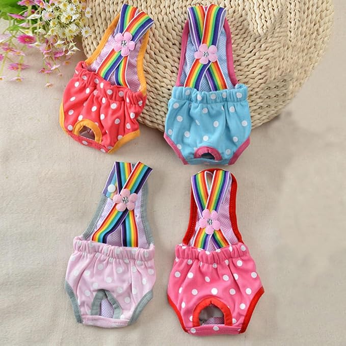 Dog Physiological Pants Pet Sanitary Pantie with Suspender Cat Diapers Underwear Puppy Adjustable Costumes Reusable Washable Breathable Menstruation Outfits Dog Diapers for Girl Dogs (Blue, L)