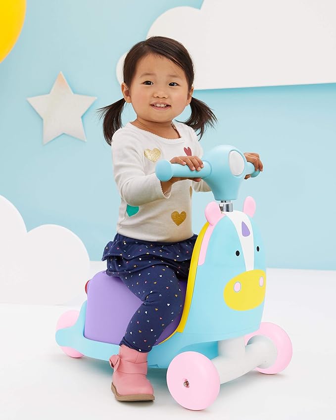 Skip Hop Kids 3-in-1 Baby Activity Push Walker & Ride On Scooter Toy, Unicorn | 3-in-1, Baby Activity, to