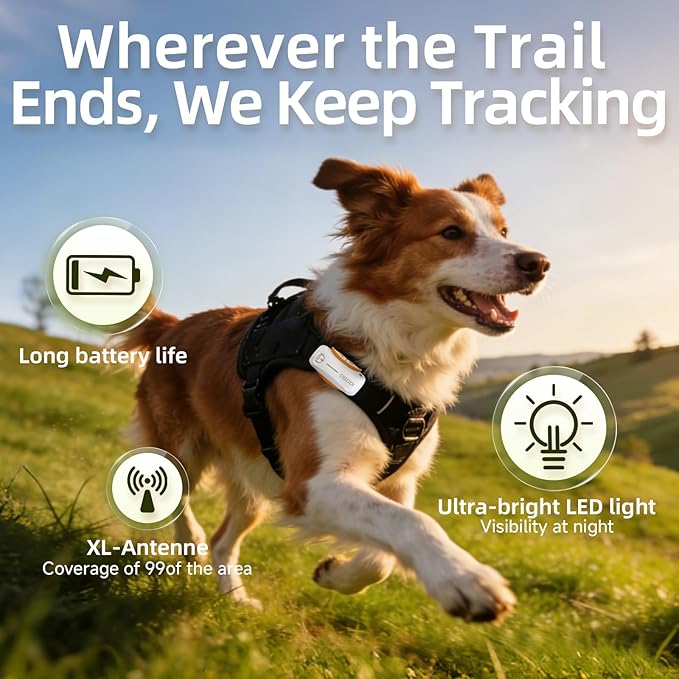AI GPS Tracker for Dogs (30lbs+), Real Time Location and AI Vet Health Management, Electronic Fence, Waterproof, iOS and Android Universal (D5-White)