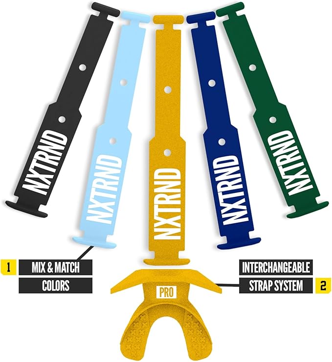 Nxtrnd One Pro Football Mouth Guard, Interchangeable Strap, Fits Adult & Youth (Gold)