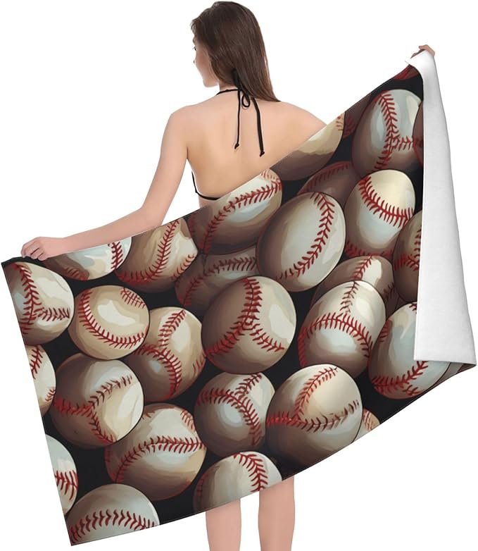 Baseball Beach Towel Cool Sports Sand-Free Microfiber Bath Towel Ultra Soft Quick Dry Pool Towel Absorbent Towel Lightweight Towel Gifts for Outdoor Bathroom Swimming Decor 31inx51in