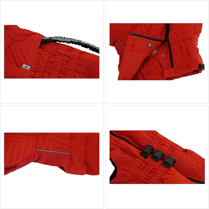 Warm Dog Coat Double Layers Dog Vest, 4 Legs Covered Windproof Waterproof Reflective Warm Dog Vest Outdoor Skating Dog Costume for Small Medium Large Dogs Orange S