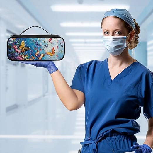 Gomyblomy Aesthetic Butterfly Stethoscope Case Storage Bag with Extra Room for Scissors Bandages Penlight, Protective Stethoscope Carrying Case for Doctors/Nurse Accessories