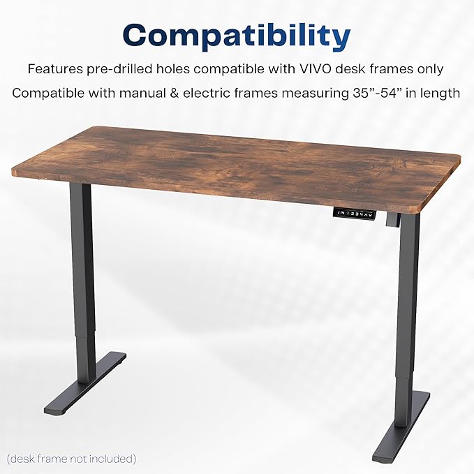 VIVO Universal 55 x 28 inch Solid One-Piece Table Top for Standard and Sit to Stand Height Adjustable Home and Office Desk Frames, Rustic Vintage Brown, DESK-TOP55-28N