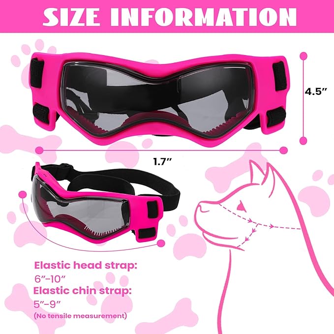 Small Dog Goggles Small Breed, Small Dog Sunglasses UV Eye Protection for Medium Breed Dogs, Doggy Goggles Puppy Eyewear Glasses Pet Sunglasses, Pink