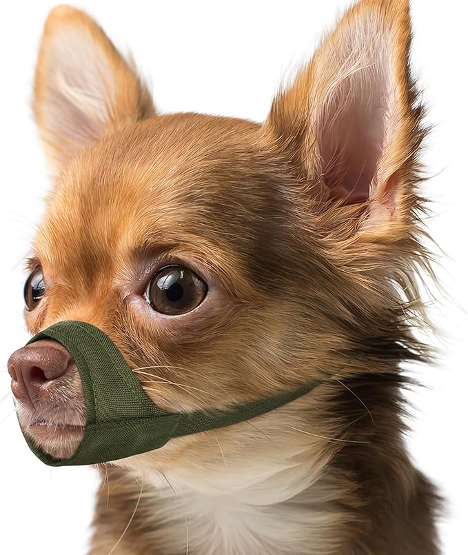 Mayerzon Short Snout Dog Muzzle, Small Muzzle for Chihuahua Shih Tzu American Bully Boxer Puppy, Soft Fabric Mouth Cover for Grooming Vet Visits, Prevent Biting Chewing Fighting