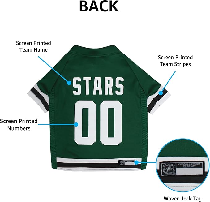 Pets First NHL Dallas Stars Jersey for Dogs & Cats, Large. - Let Your Pet Be A Real NHL Fan!