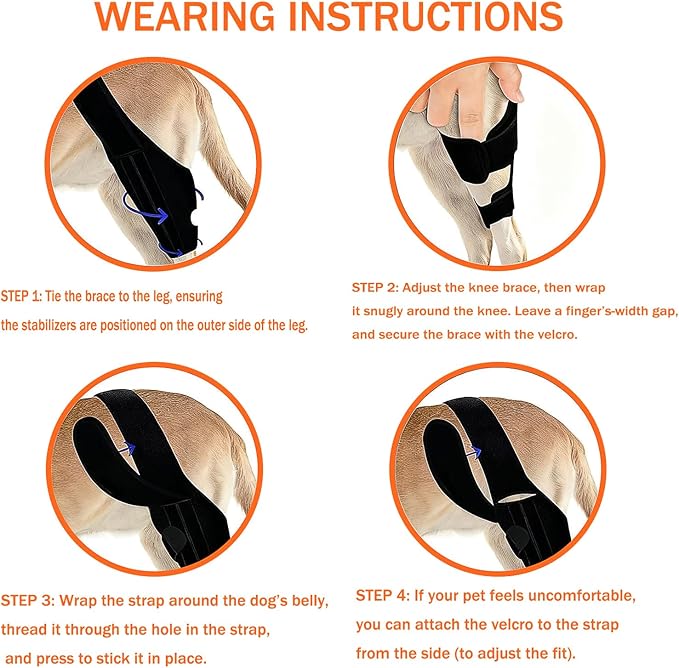 Dog Knee Support for Cruciate Injury – Breathable Neoprene, Flexible Stabilizer with Adjustable Straps, 4-Leg Universal Fit (Front/Hind, Left/Right), Ideal for Post-Op Healing (L)