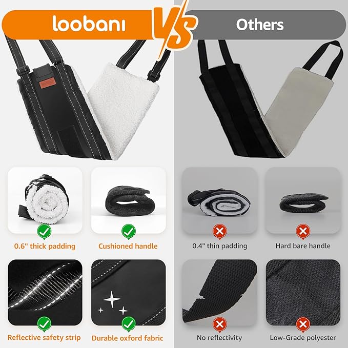 LOOBANI Dog Lift Harness for Back Legs, Portable Dog Sling for Large Dogs Hind Leg Support, Comfortable Supports Helps Canie Hip Arthritis K9 Cruciate Ligament Rehabilitation