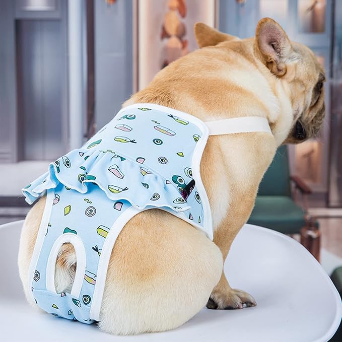 QBLEEV Dog Diapers Female Washable Sanitary Pantie with Adjustable Suspender, Reusable Doggie Diaper Puppy Diapers Male, Pet Period Panties for Dogs in Heat, Dog Underwear for Corgi French Bulldog S